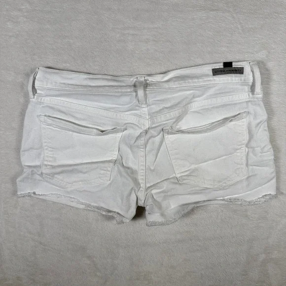 Citizens of Humanity White Denim Cutoff Shorts Size 30 Frayed Hem‎ - Picture 2 of 11